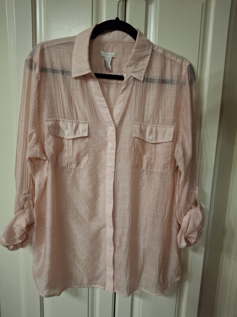Chico's Light Pink Womens Casual Button-Down Shirt